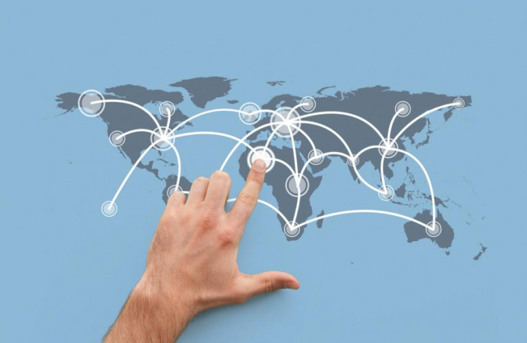 global connection outsourcing concept image